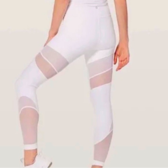 LULULEMON White/Mesh Lightweight Quick Dry Leggings Size 8 - Picture 2 of 8